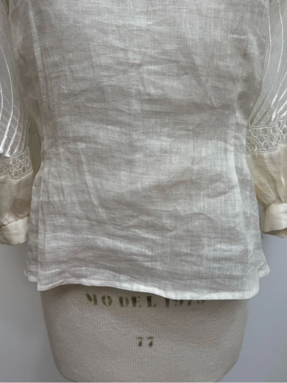 Vintage Cloak Of Many Colors Liberty Lucrezia Linen Blouse Top Size 6 Sheer Vict - Picture 4 of 13